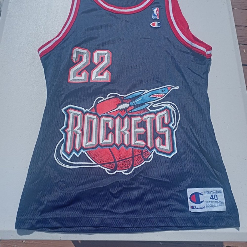 Champion Clyde Drexler Houston Rockets NBA Basketball Jersey Adult Medium 40